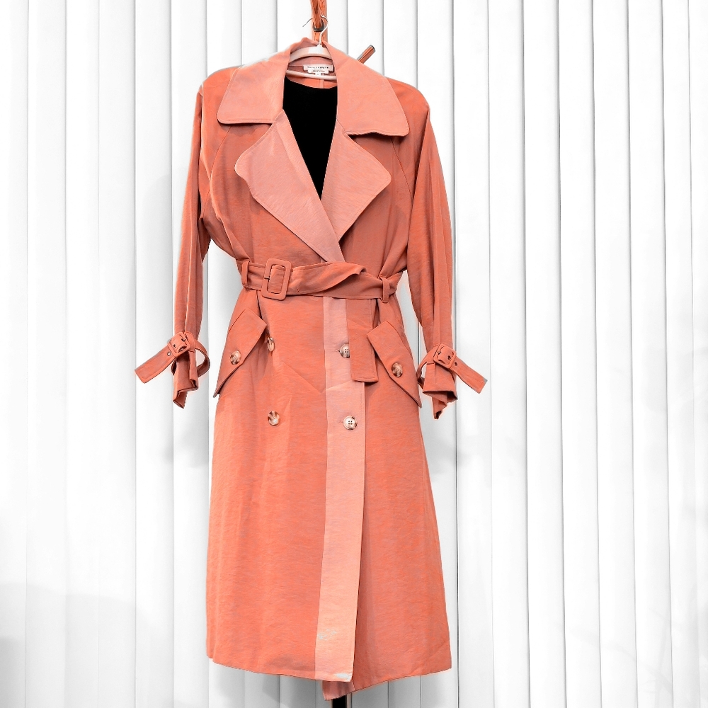 Native Youth Two-Tone Pink Trench Coat – Size M